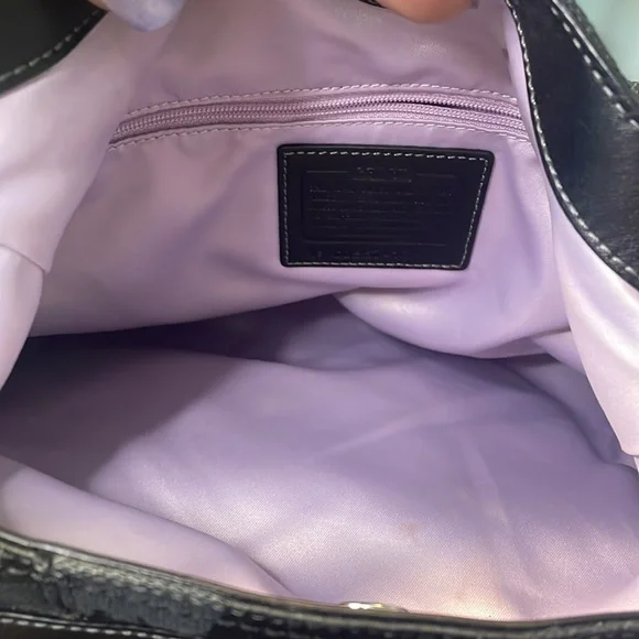 COACH 13894 black canvas/leather hobo shoulder bag. - Picture 9 of 15